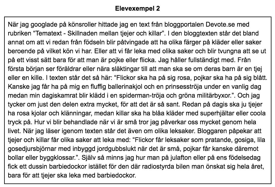 Uppgift 3 Här kommer ytterligare ett utdrag ur Erica Hallengrens bloggtext