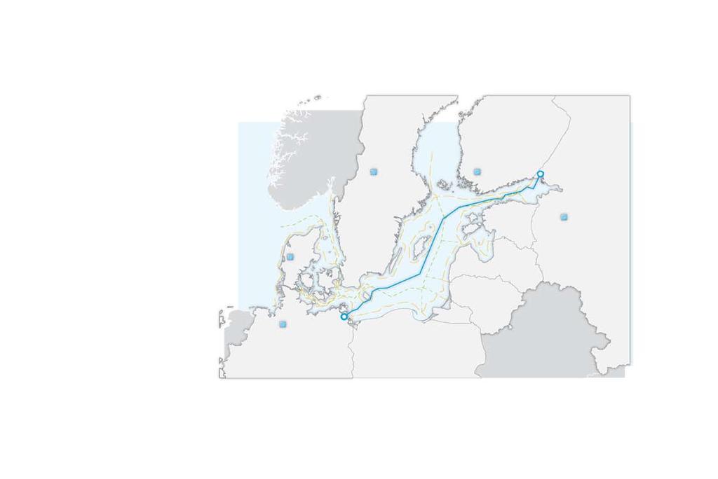 Samråd med berörda myndigheter och andra intressenter Nio stater omfattas av Esboprocessen Norge Sverige Finland Viborg Estland Ryssland Danmark Lettland Föreslagen sträckning Territorialgräns