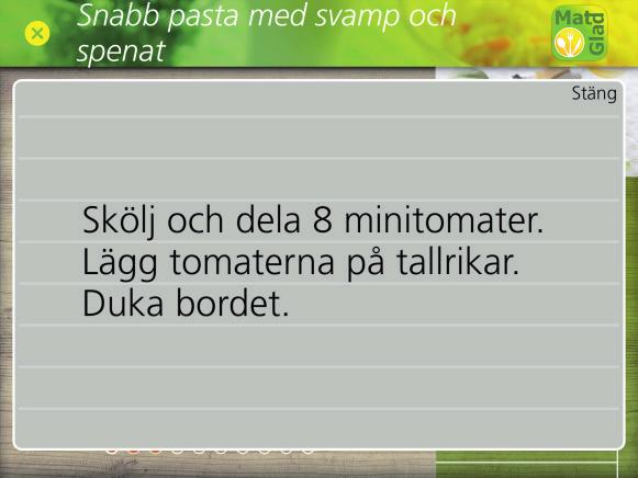 7.6 Laga mat steg för steg Förstora texten på läsplatta På läsplattor kan även texten förstoras genom att