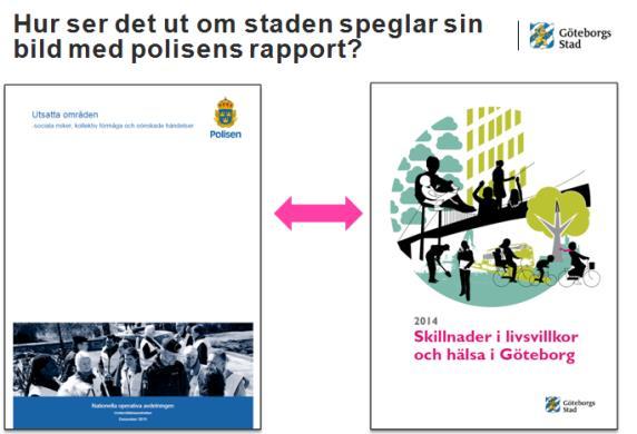 Syfte och uppdrag Sammanvägd beskrivning och analys av rapporterna: Skillnader i livsvillkor och hälsa i Göteborg Utsatta områden sociala risker, kollektiv förmåga och