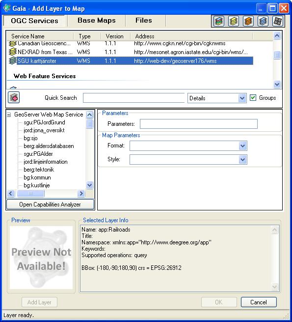 WMS Web Map Service Leverera kartbilder GetCapabilites returnerar tillgängliga lager GetMap returnerar