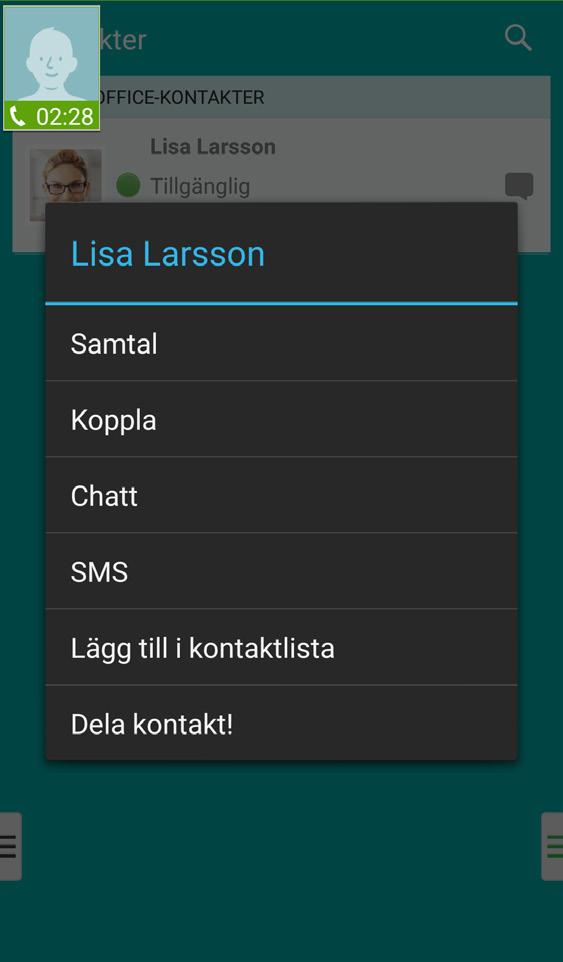 i appen i Android kompletterande info På en Android ser det lite annorlunda ut när