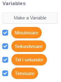 Skapa en klocka Målet är att skapa en klocka med tre visare. En sprajt som ska vara urtavla behövs. Här är Ball med klädsel b vald och ändrad till storleken 500. Rita tre nya sprajts som är visare.