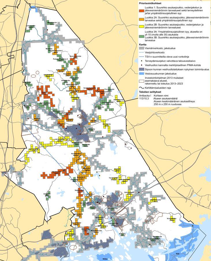 31/48 På kartan avgränsades områdena med behov av vattentjänster som separata områden enligt klassificeringen så att varje behov bildar sitt eget område.