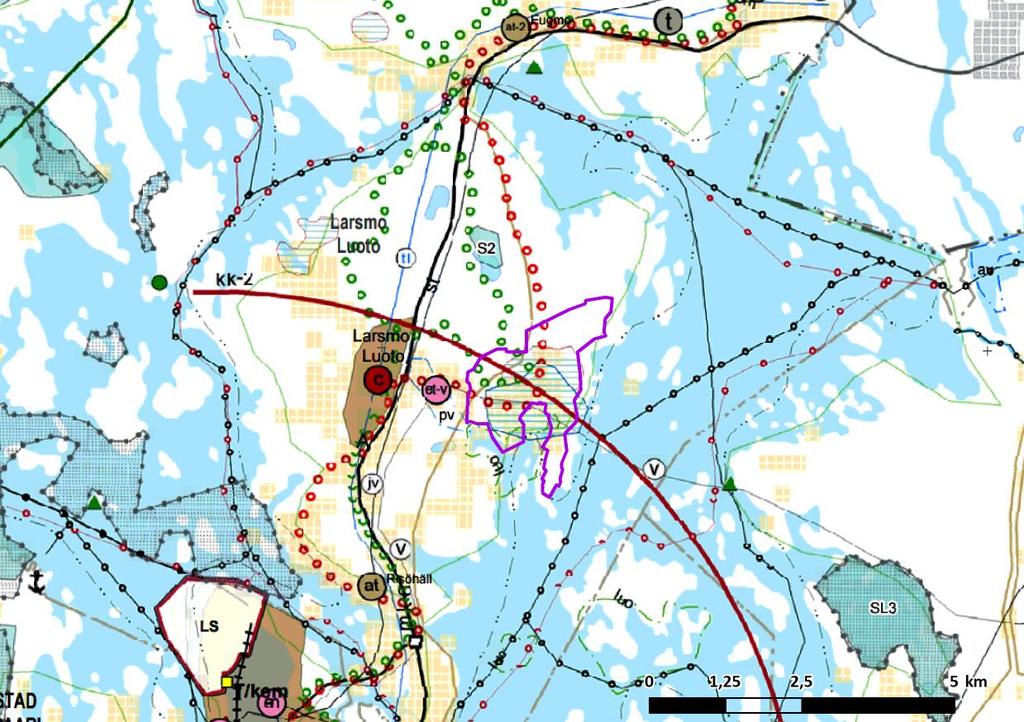 FCG SUUNNITTELU JA TEKNIIKKA OY PLANBESKRIVNING 11 (32) Figur 7. Planeringsområdets riktgivande läge i förhållande till Österbottens landskasplan 2030.