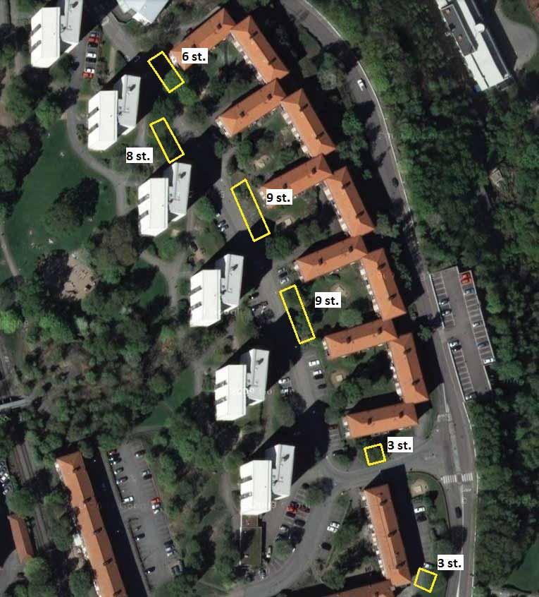 PM 32 (37) BEFINTLIG PARKERINGSANLÄGGNING Inom del av markanvisat område finns en parkeringsanläggning med 38 platser som fastighetskontoret hyr ut till Bostads AB Poseidon, som äger de intilliggande
