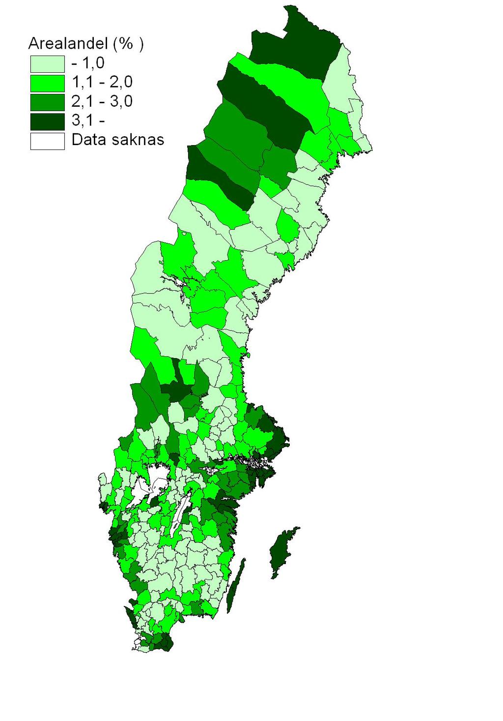 Nyckelbiotopernas geografiska spridning Figur 7.