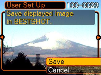 Läget BESTSHOT aktiveras och ett scenexempel visas. 2. Använd [ ] och [ ] för att visa Register User Scene. 4.