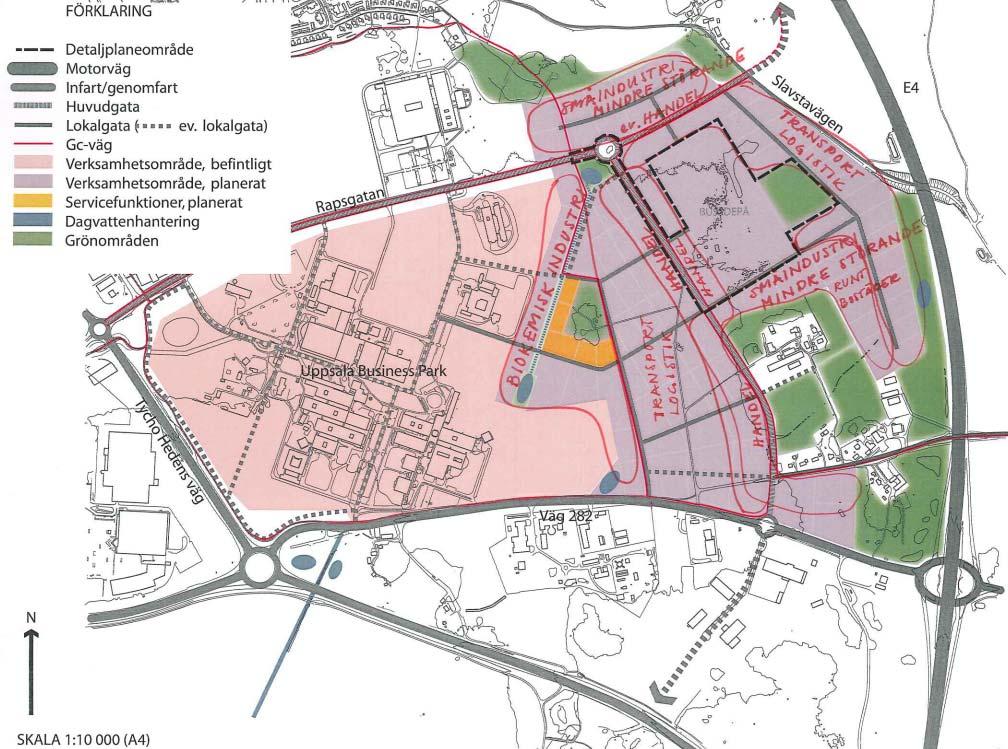 2.1.1 Område A I område A (Figur 1), föreslås 800 000 m 2 markupplåtelse för transport, logistik, handel, småindustri, bussdepå och biokemisk industri (se Figur 2).