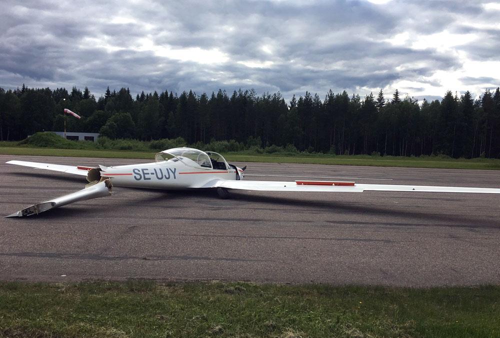 Figur 2. Motorsegelflygplanet SE-UJY efter olyckan. Foto: Anders Haglund. Figur 3.