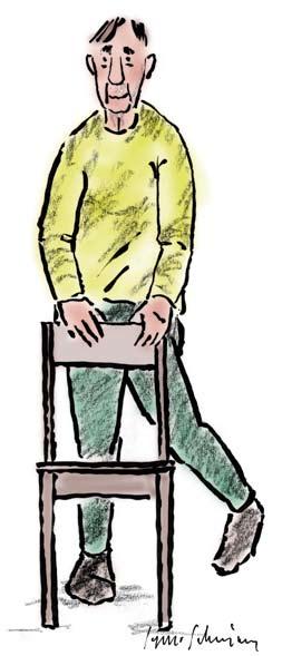 14 PENDEL Veckans rörelse REDSKAP: Bord eller stol (i den lättare varianten), handske Börja din motionsstund med att gå raskt på stället stående Stå rak i ryggen.