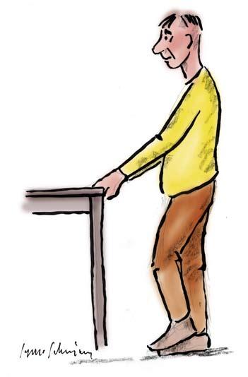 50 SNABBA STEG Veckans rörelse REDSKAP: Bord Stå axelbrett och ta tag i ett bord. Ta ett steg framåt med ena benet och därefter med det andra, samma tillbaka. Upprepa flera gånger i rask takt.