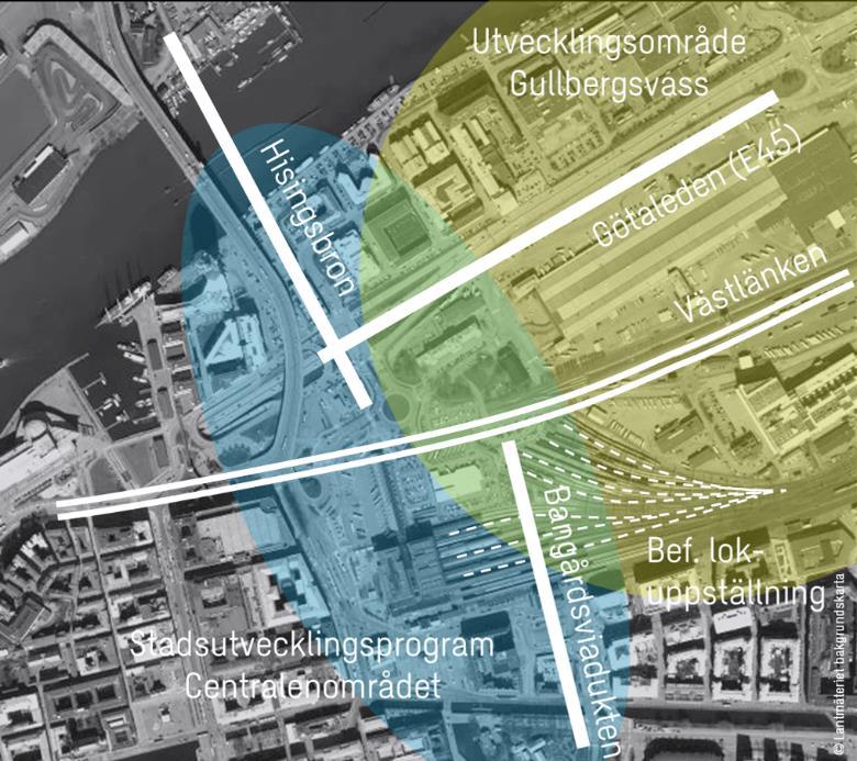11 (72) Centrala Göteborg genomgår i dagsläget en stadsomvandling som möjliggörs genom ett antal större infrastrukturprojekt inom ramen för Västsvenska paketet 3.