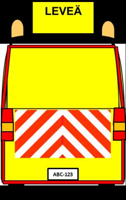 En EKL-bil i kategori N vilken används bakom i en specialtransport ska bakom ha en röd eller gul reflekterande kontursmarkering enligt E-reglemente 48.