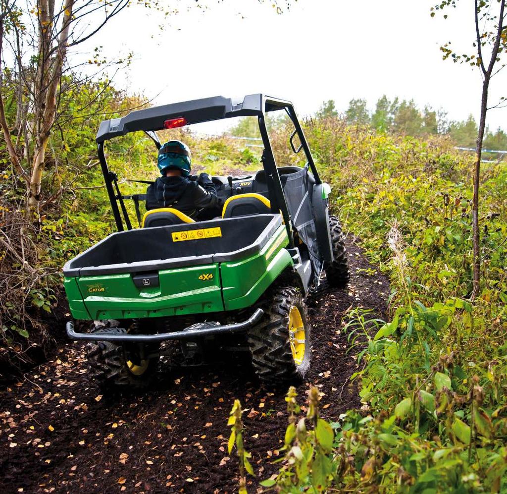 Gator 560 XUV klättrar riktigt bra, det är värre utför då man måste bromsa med bromsarna.