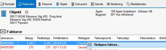 REDIGERA FAKTUROR Om du i