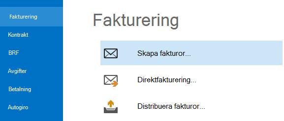 FAKTURERA ETT STÖRRE URVAL Det går att fakturera ett större urval, t.ex. alla ägare och alla fastigheter samtidigt eller enstaka kontrakt (se nedan).