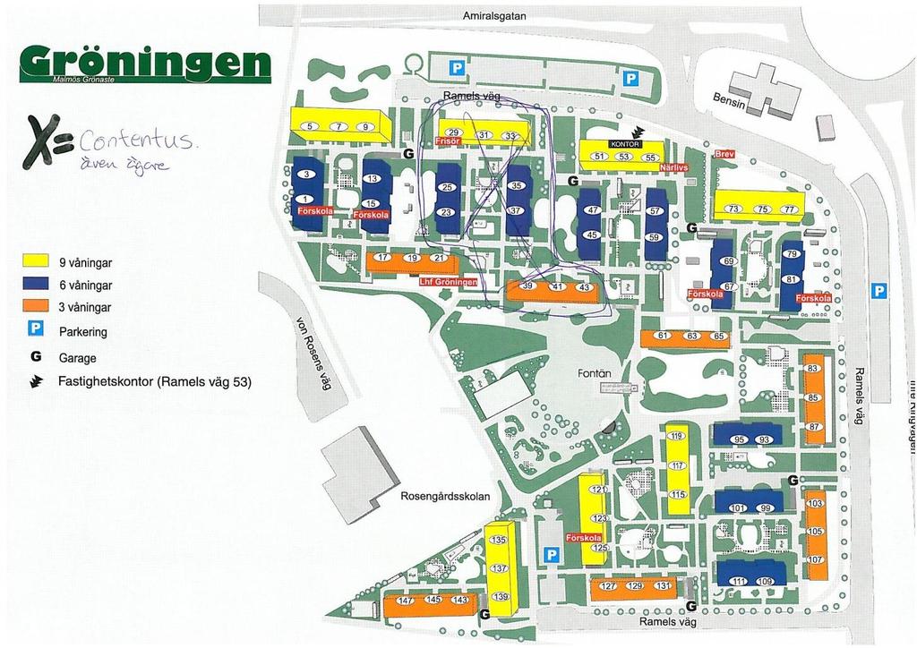 En del av området Herrgården, Rosengård Området byggdes 1969.