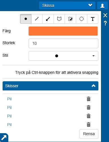 Du kan dra i teckenstorleksreglaget om du vill anpassa storleken på texten till utskriften. Använd soptunnan för att ta bort enstaka resultat eller välj Rensa resultat.