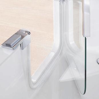 5 cm Idealisk vid renovering Dörrhandtaget är försett med anti-halk gummi och kan enkelt öppnas och stängas när man står upp.