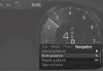 Om kartbilden inte visas i centerdisplayen tryck på hemvyns översta delvy Navigation. Karta visas endast vid 12" förardisplay.
