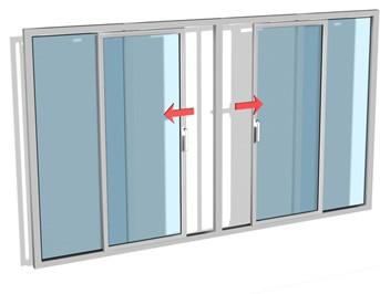 Skjutdörr FIX/KIPP (FIX/K) 2glas PVC-fönster U-värde 1,3W/m2K (-32db) 3glas PVC-fönster U-värde 1,0W/m2K (-34db) - Vitt handtag ingår till alla fönster och dörrar, option Hoppe secustic silver -