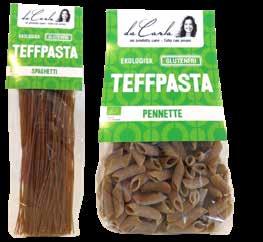 Teffpasta är vegan, mjölk, soja och äggfri. Pastan tillverkas i låg temperatur och får torka långsamt.