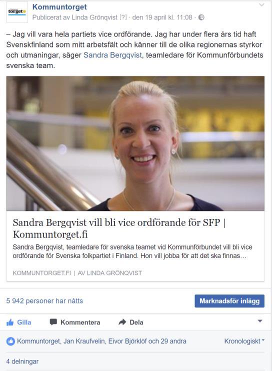 Så här arbetar vi med sociala medier Vi delar nästan alla egna artiklar på FB och Twitter.