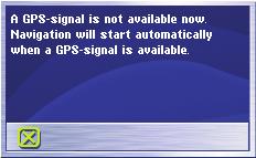 Navigering Störningar i GPS-mottagningen Om ingen tillräcklig GPS-signal tas emot när destinationen har matats in, visas ett meddelande.