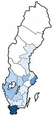 Geografisk spridning Några av projekten (4 av 17) drevs nationellt. För övriga 13 projekt har respektive projektägare angett i ansökningsformuläret i vilka län projekten skulle bedrivas.