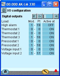 Konfiguration - fortsatt Konfiguration av ingångar och utgångar 1. Gå till Konfigurationsmeny 2. Välj I/O konfiguration Följande displayer kommer vara beroende på tidigare definitioner.