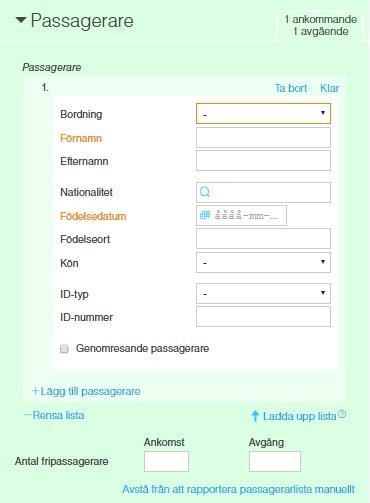 Klicka på Upprätta passagerarlista manuellt.