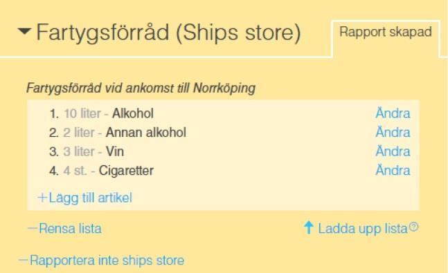 Annan alkohol liter Bränsle liter Cigaretter st. Cigarrer st. Djur st.