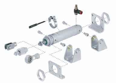 FÄSTEN TILL RM/55401/M Roundline-cylindrar Ø 32 63 mm Tungelement Avkännar fäste Banjo H C, B H H H F L AK UF L N C, G Dia.