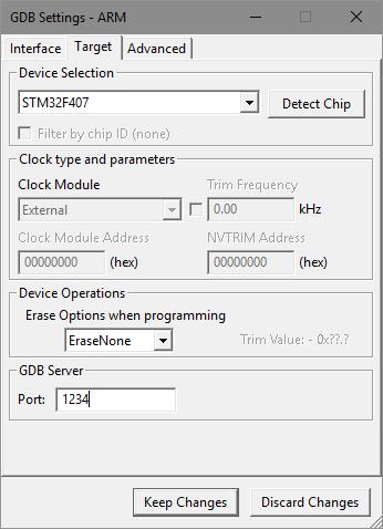 Laboration 1 Kontrollera i Device Selection att USBDM ställs in för rätt microcontroller.