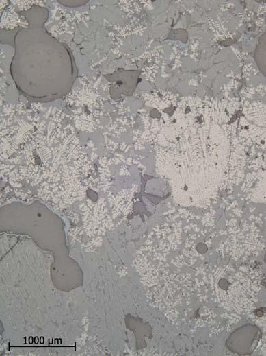 glödskal. Foto från mikroskopet. Figur 18b. Slagg F1616.