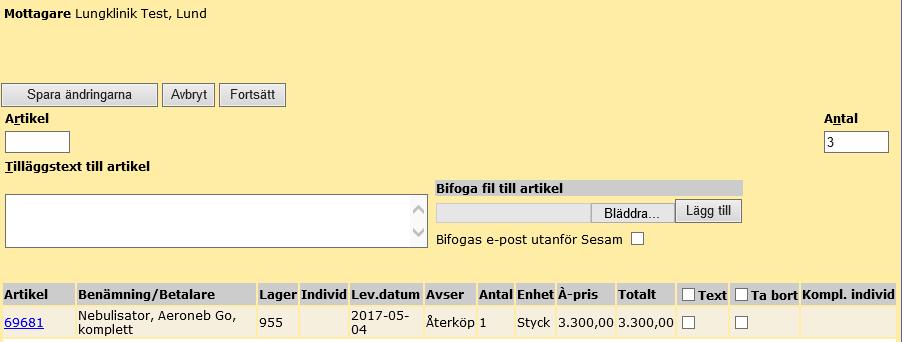 Sida 10 (14) 6. Om du vill beställa fler än 1 så kräver detta fler orderrader.