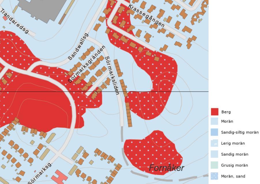 8 DETALJPLAN FÖR SÖRMARKEN, BANKBUDET 5, BORÅS STAD MUR GEOTEKNIK 3 Underlag för undersökningen Vid planering av de geotekniska undersökningarna har jordarts- och jorddjupskarta från Sveriges