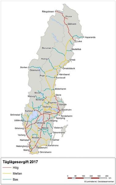 6 Prissättning av järnvägens kapacitet 6.1 Tågläges- och passageavgift Tågläges- och passageavgiften bidrar till att täcka de kostnader som uppstår som direkt följd av trafiken.