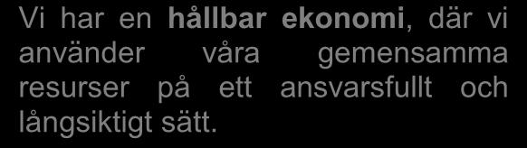 Genom att verka i riktning mot de strategiska målen når vi en god ekonomisk planering i vår verksamhet.