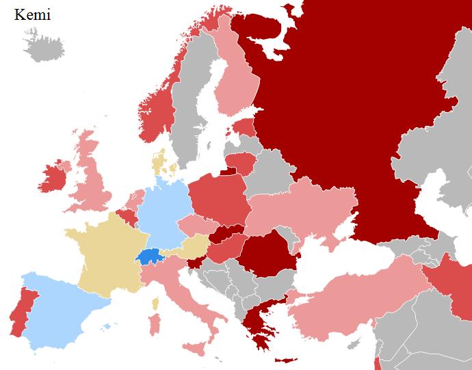 Antal svenska artiklar som skrivits i samarbete med olika länder. Observerat/förväntat samarbete.