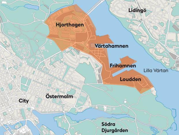 invånare i området och många resenärer åker till arbete och skola. Det är en lämplig plats att placera stationen på södra sidan om passagen över Saltsjö- Mälarsnittet.