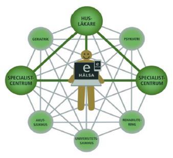 Figur 1. Nätverksvård enligt Framtidsplanen för hälso- och sjukvården. Vem tar ansvar för patienten?