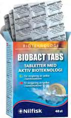 Bioteknologi Biobact Tabs Bioteknologi i tablettform Tabletter med aktiva bakterier och enzymer för rengöring, aktivering och luktborttagning i vattentankar.