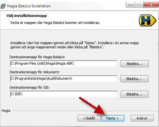 I nästa fönster visar den var den kommer att installera programmet,