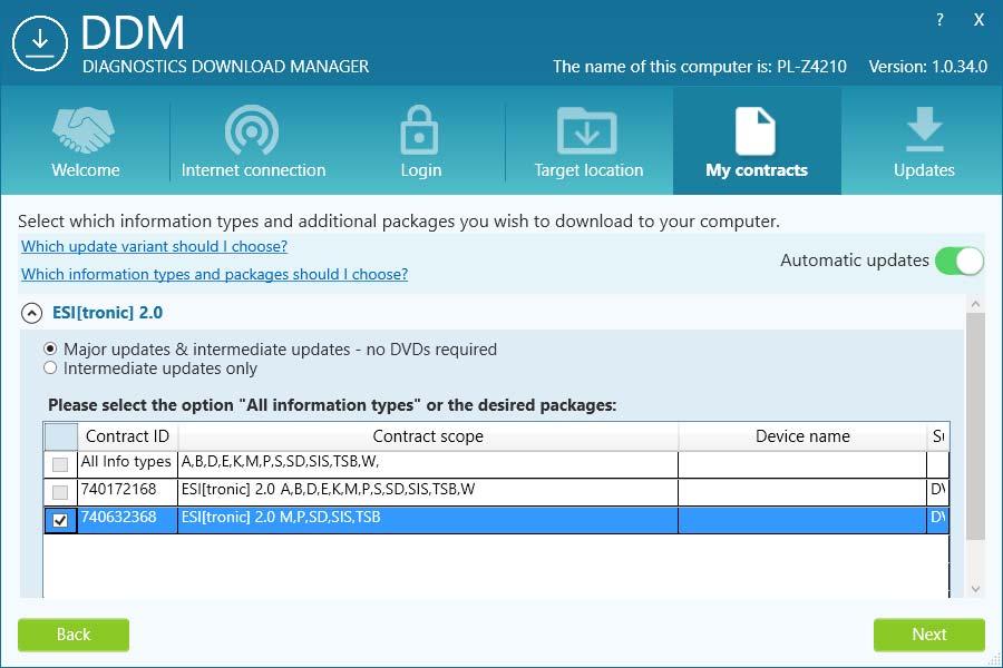 Kunder som redan använder mellanuppdatering online kan enkelt aktivera den nya Diagnostics Download Manager och använda de nya onlineuppdateringarna.