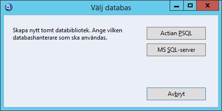 Vid frågan Vill du skapa en ny tom databas, svara Ja. Om följdfrågan Välj databashanterare visas, välj den som ska användas. Obs!