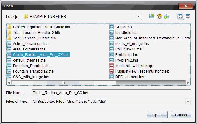 Klicka på. Dialogrutan Öppna visas. 2. Använd filläsaren för att lokalisera den fil som du vill öppna och klicka på filen för att välja den. 3. Klicka på Öppna. Dokumentet öppnas i arbetsområdet.