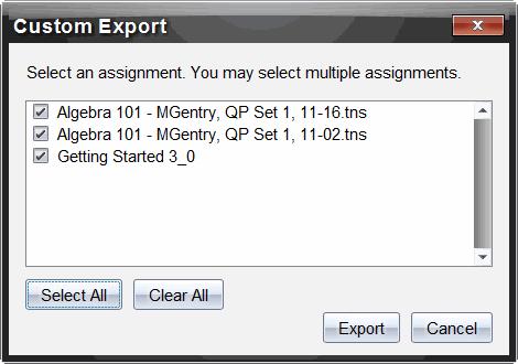Anpassa en export Anpassa en export gör att du kan exportera den slutliga poängen för en eller fler uppgifter.