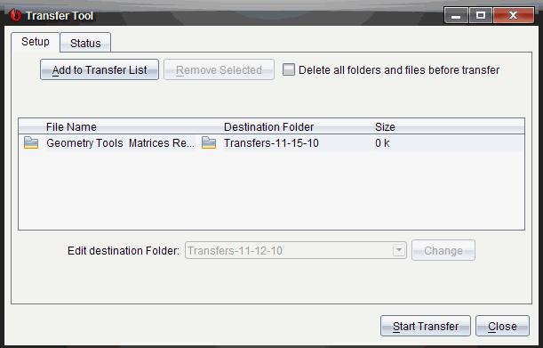 5. Välj filen och klicka sedan på Starta överföring. De valda filerna och mapparna överförs till de valda handenheterna. 6. Stäng överföringsverktyget när överföringen är klar.